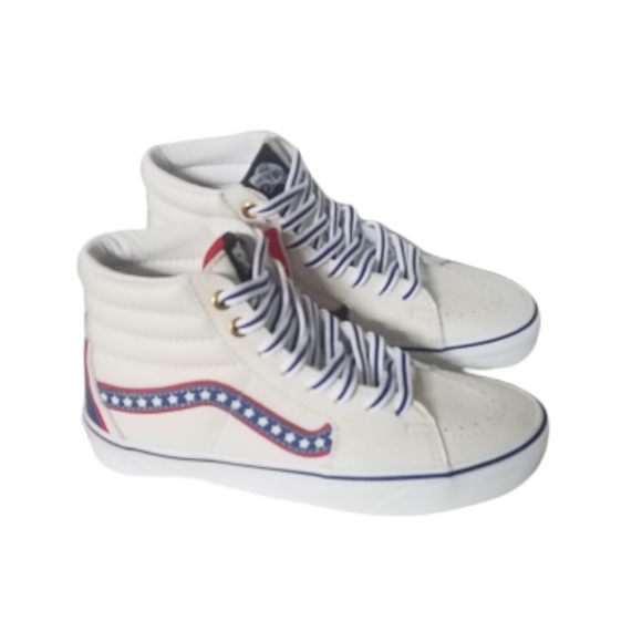 Vans Shoes - Vans Sk8-Hi White Red Blue American Sneaker Sz 7.0
